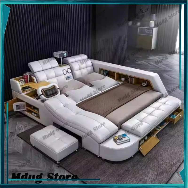 Cabinets Double Beds Dressing Fancy Electric Lounge Bedroom Bed Multifunctional Modern Camas Matrimoniales Home Furniture