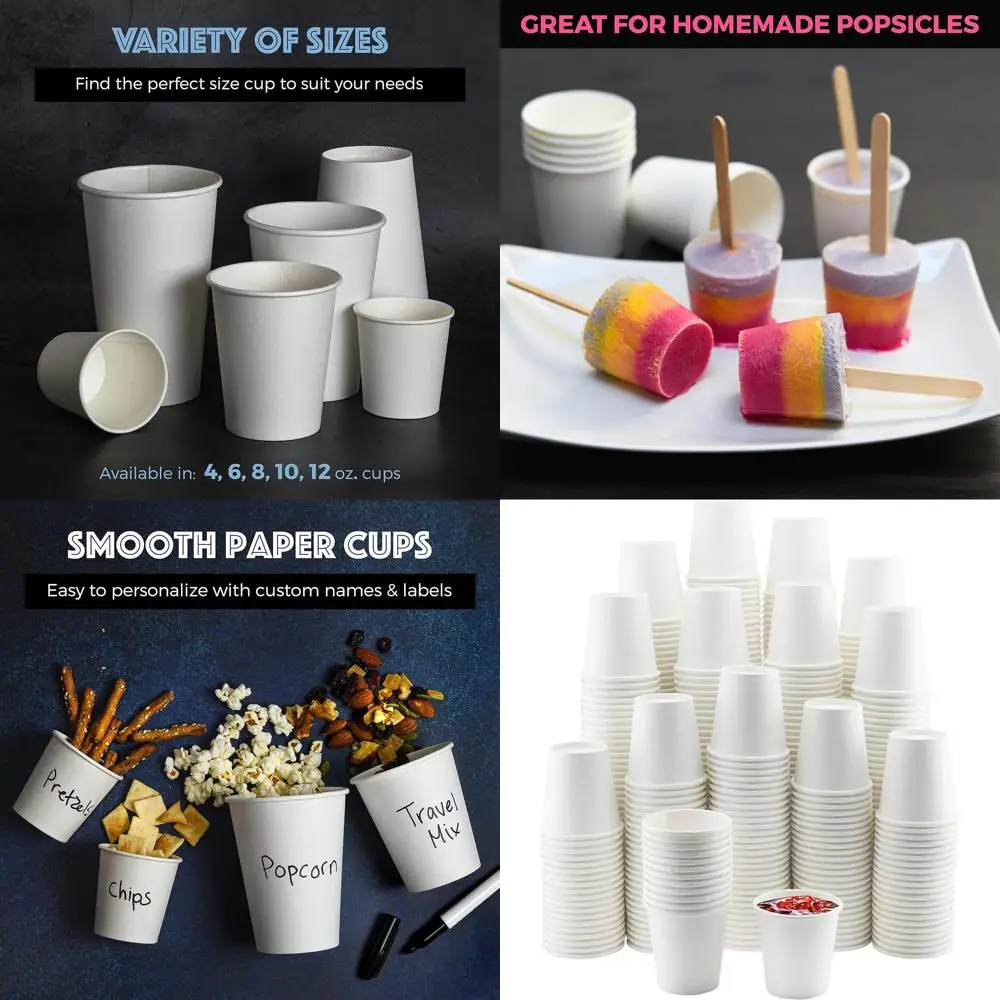 

1000 одноразовых белых бумажных стаканчиков на 4 унции — идеально подходят для кофе, чая, сока и воды, идеально подходят для вечеринок и охладителей с водой