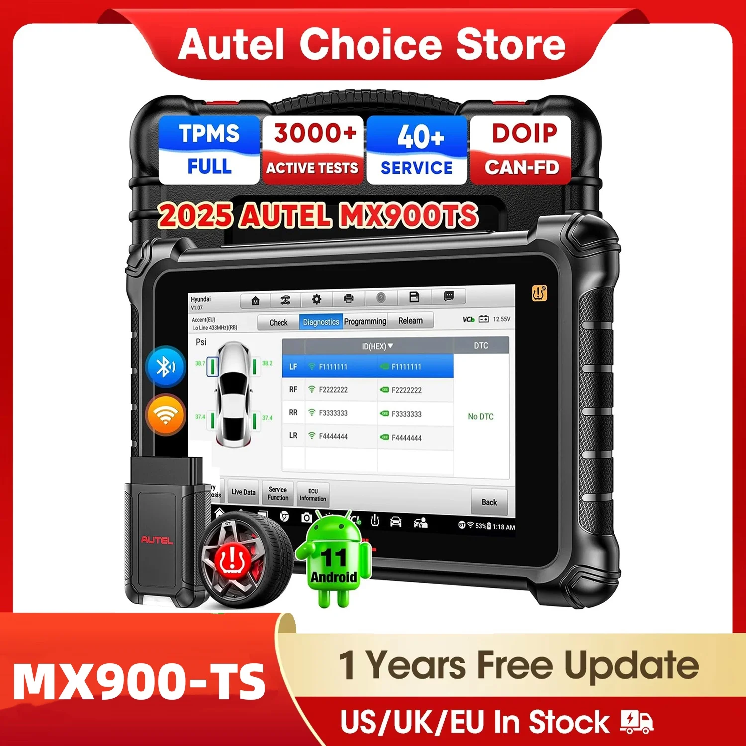 

Autel MaxiCheck MX900TS Автомобильный диагностический инструмент MX900-TS Полный TPMS диагностический OBD2 сканер CAN FD и DOIP, 40+ сервис PK MS906 TS