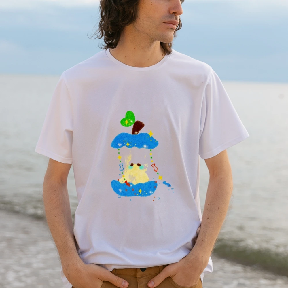 T-shirt da donna in cotone Y2K Cartoon Apple Creature GraphicCute VibeWhite Top ampio T-shirt grafica Y2K in cotone 100%