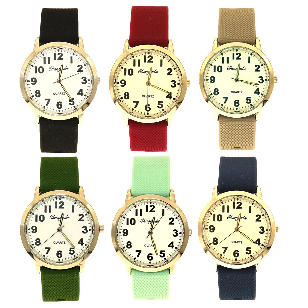6Pcs Boys Girls Quartz Wristwatches Simple Watch Children School Students Exam Watches Multicolour Silicone Strap