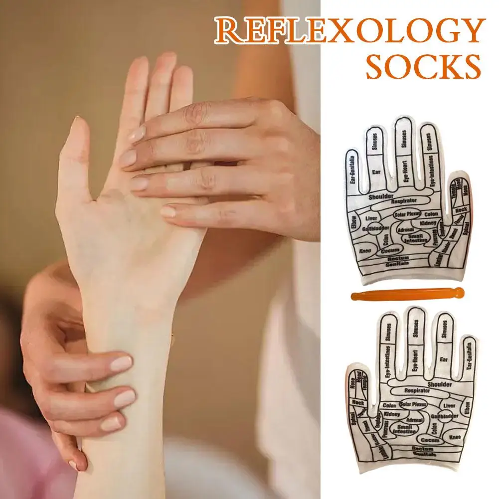 Guantes de reflexología de mano, herramientas de acupresión, masaje de manos, palo de pies, puntos de acupuntura de Spa reutilizables, alivio del dolor S K7N5