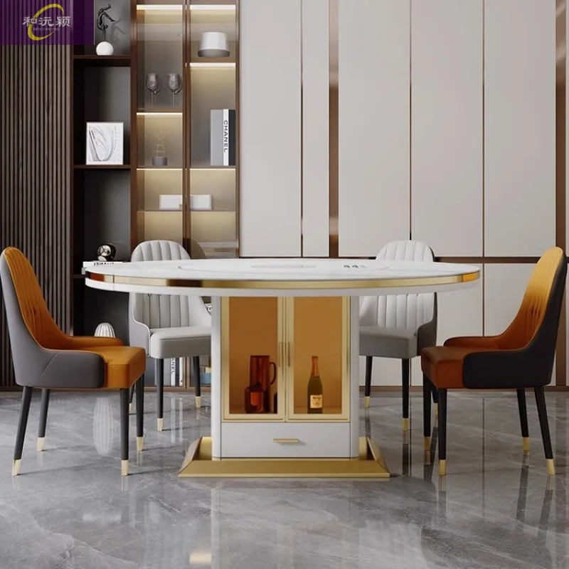 Modern multi-functional warm dish induction cooker dining table