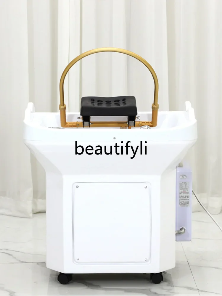

ss D Shampoo basin removable hair salon constant temperature hair treatment bed with fumigation water circulation shampoo basin