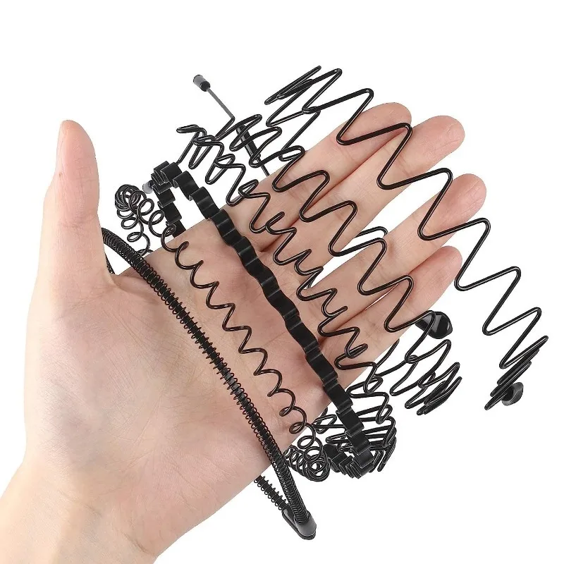 1/6pcs Fashion Metal Hair Band Men Women Unisex Black Wavy Hair Head Hoop Band Sports Headband Hairband Hair Accessories Gift