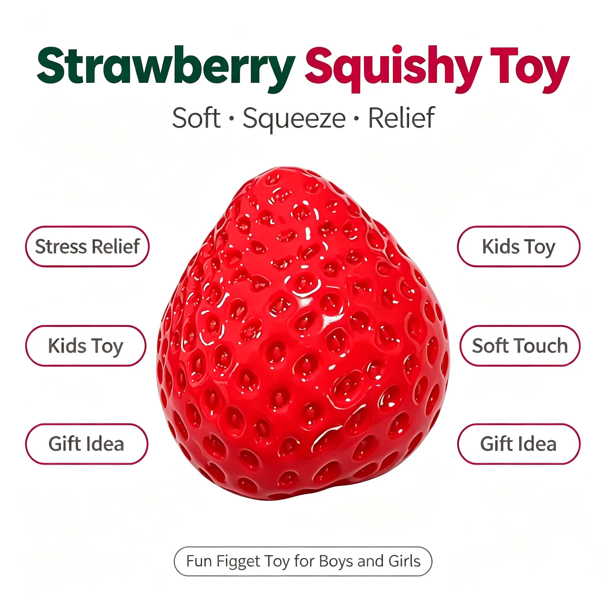 ¡Caliente! Juguete Blandito de Fresa Grande para Apretar, Squishy Kawaii Rojo y Rosa, Juguete Antiestrés de Frutas y Verduras, Regalo de Cumpleaños para Niñas