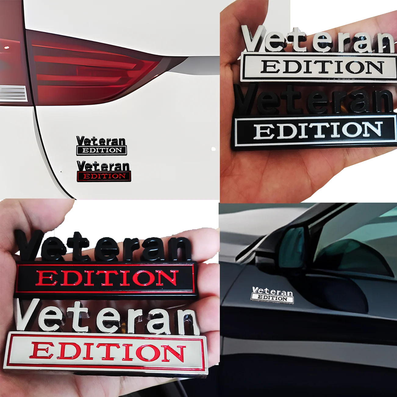 

Veteran Edition Metal Car Stickers Applicable to Car Fender Bumper Rear Window Full Body Outline Veteran Logo Metal Badge