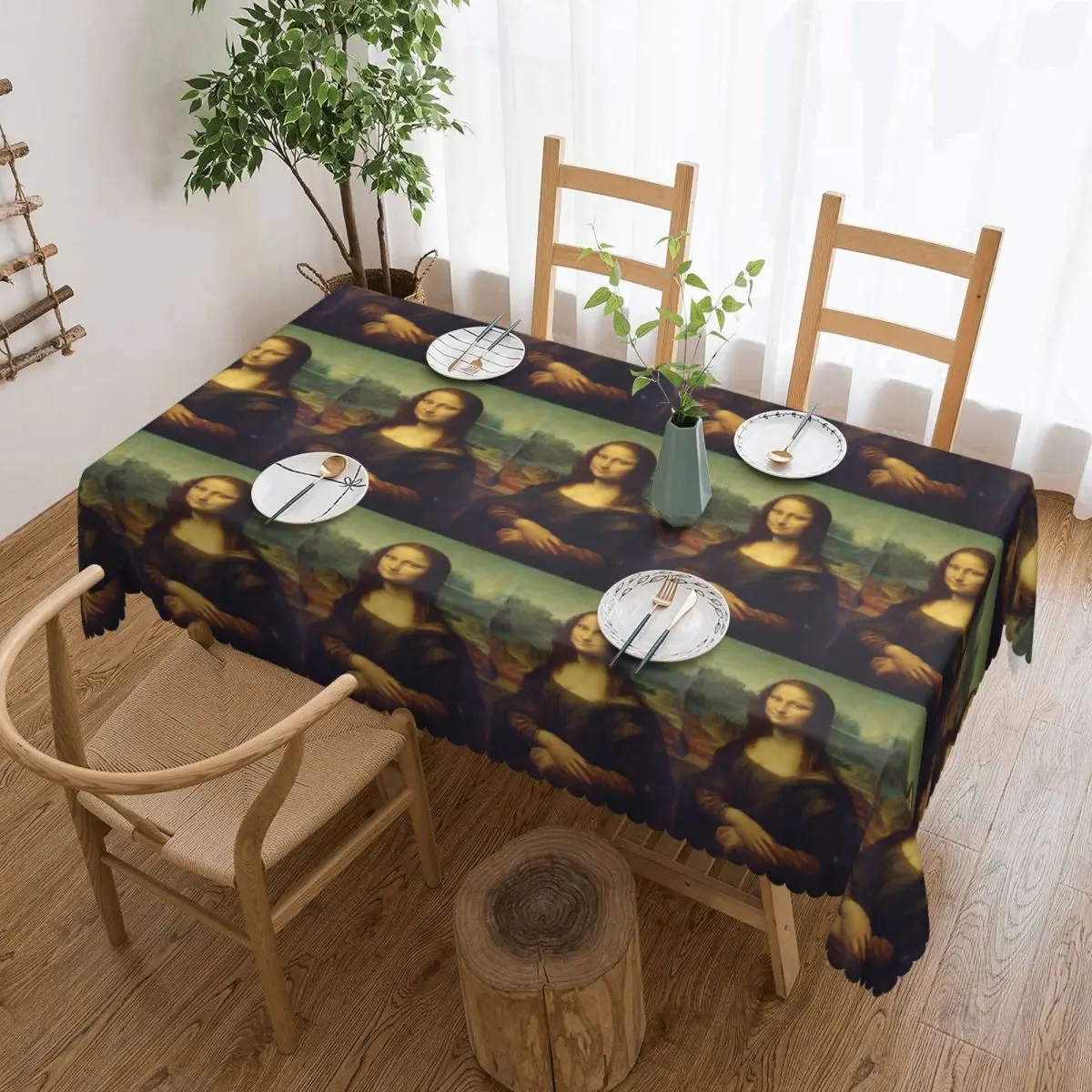 Mona Lisa By Leonardo Da Vinci Tablecloth Restaurant Kitchen Rectangular Tablecloth Decorations Tablecloth Dining Table Cover