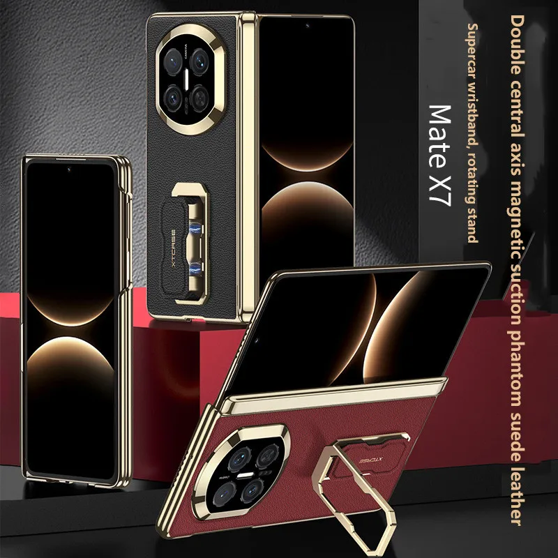 

Чехол для Huawei MateX7 Mate X7 с кожаной отделкой и держателем, защита средней части, противоударный, деловой стиль