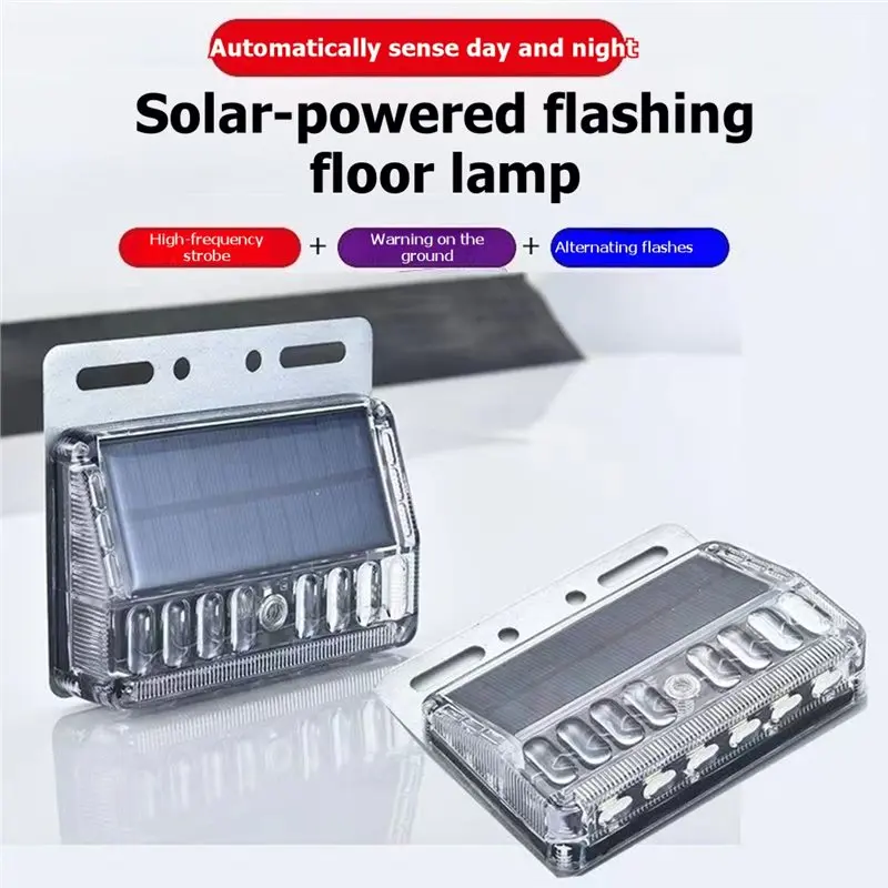 [NEW!A25P】 Solar Powered LED Warning Light RGB Strobe 2PCS Truck Alarm Light Safety Traffic Advisor Lamp Trailer Signal Light St