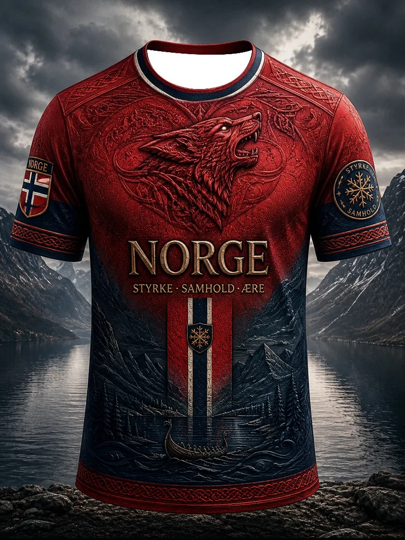 2026 Summer New Style Norwegian Men's Football Training Shirt - 3D Printed Breathable Quick-Drying Family Couple T-Shirt