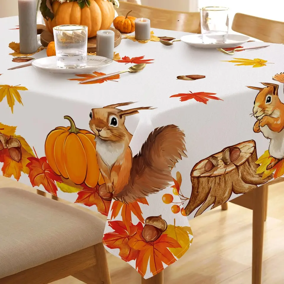 Arquiel Feuille d'automne Citrouille Nappe De Table Rectangulaire, Nappes Imperméable Antitache Résistante Et Lavable pour La Cuisine Fête Thanksgiving Salon Décoration (152x213cm