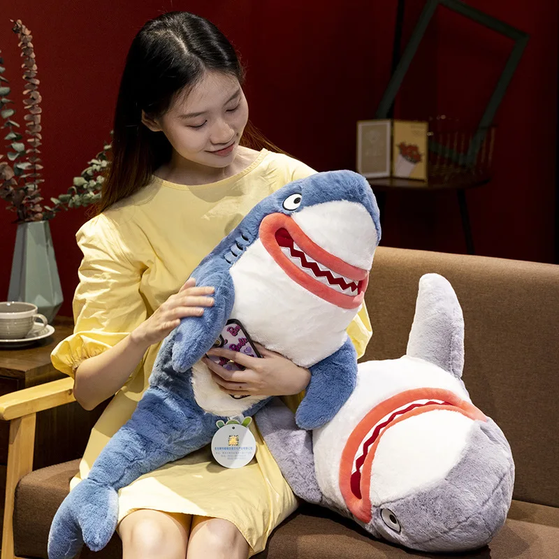 Cartoon Red Lips Serration Shark Plush Pillow Toy Stuffed Soft Sea Animal Serrated Shark Doll Throw Pillow Cushion Room Decor