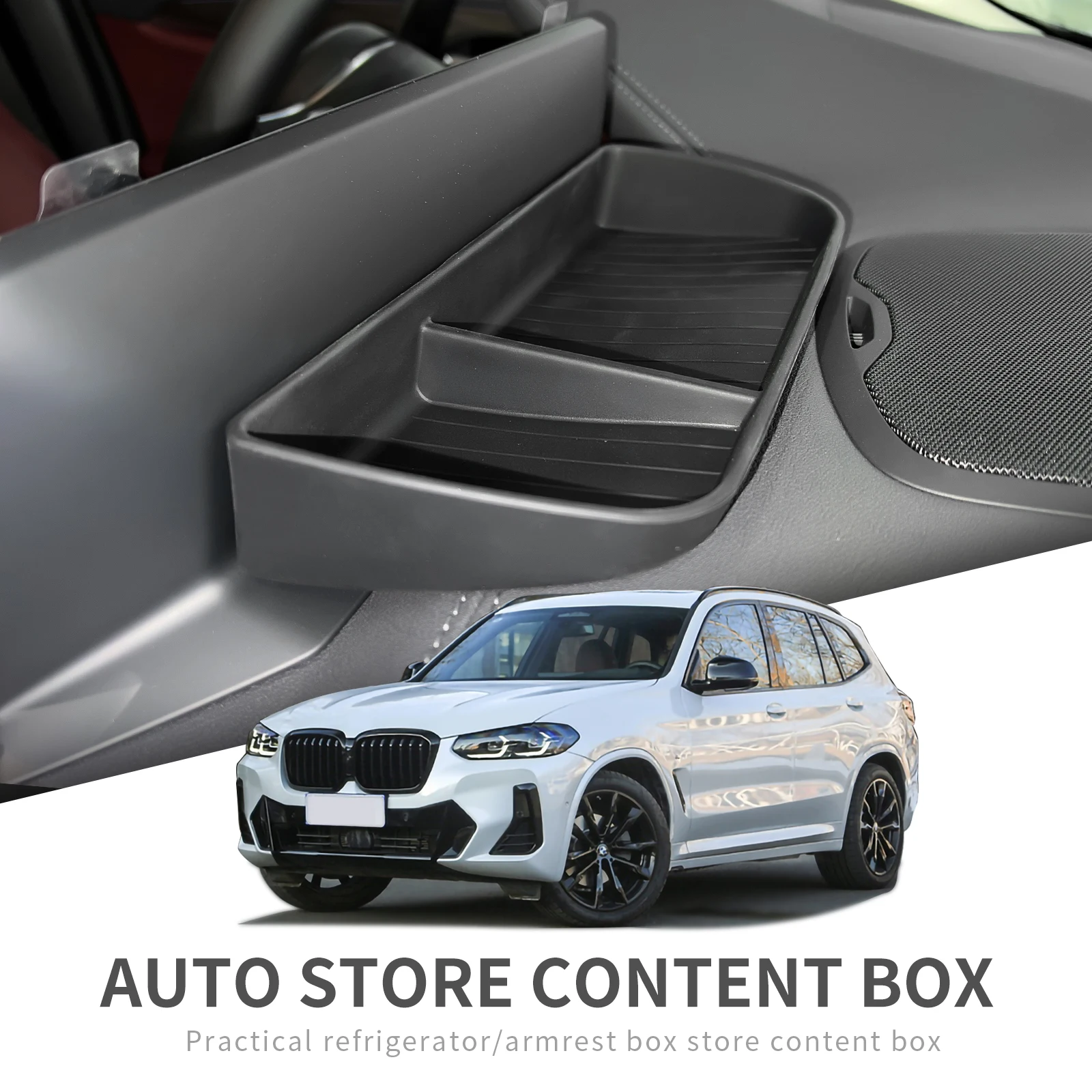 Dashboard Storage Box for BMW X3 X4 2020 ~ 2022 M Center Console Hidden Tray Behind Screen Accessories Silica gel