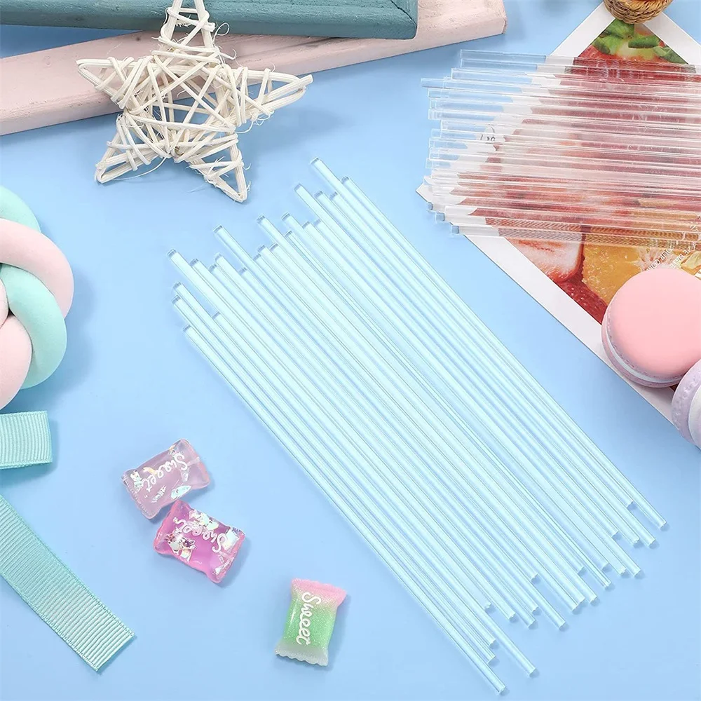 50pcs Clear Acrylic Sticks Reusable Candy Bars 10/12.5/15cm 4/5/6“ DIY Cake Decor Dessert Lollipop Decor Chocolate Snack Dessert