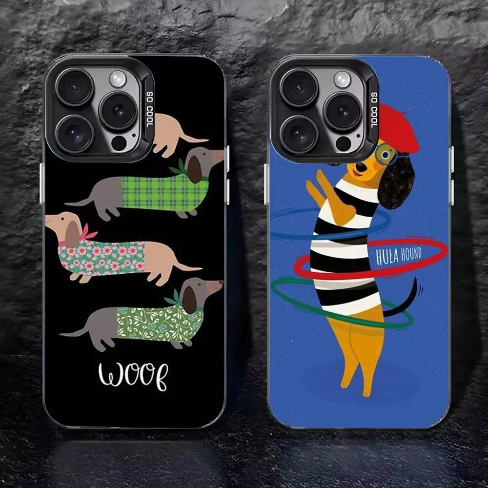 Cute Dachshund   Phone Case For iPhone 17 16 15 14 13 12 11 Pro Max XS Max 7 8 Plus Shockproof Silicone Matte Cover