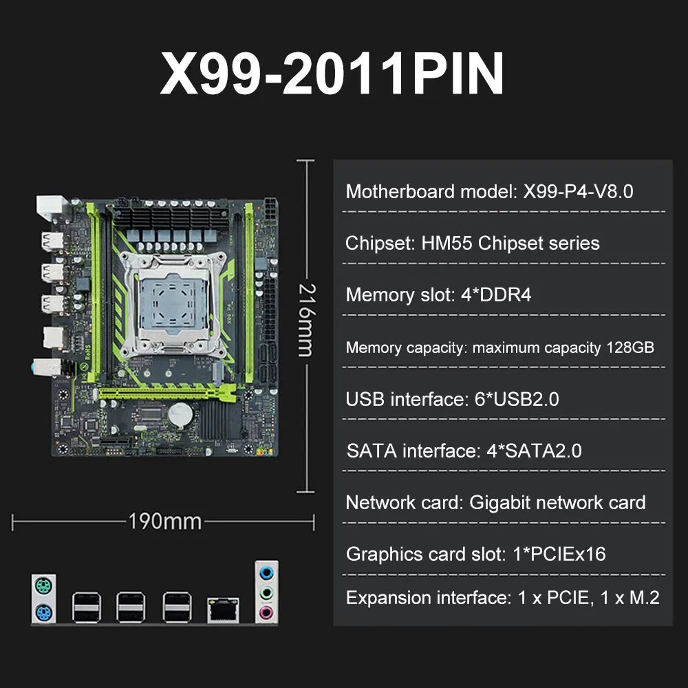 X99 P4 Computer Gaming Motherboard, LGA 2011, 3, E5, V3, V4 CPU, placa gráfica PCIEx16, NVME, M.2 SATA