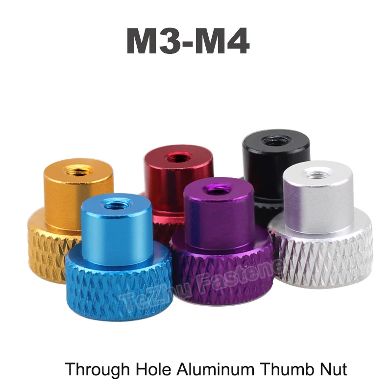 

3pc M3 M4 Hand Tighten Thumb Nuts Aluminum Profile Female Through Hole Adjust Clamping Knob Manual Nut Screw Bolt Cap Cover