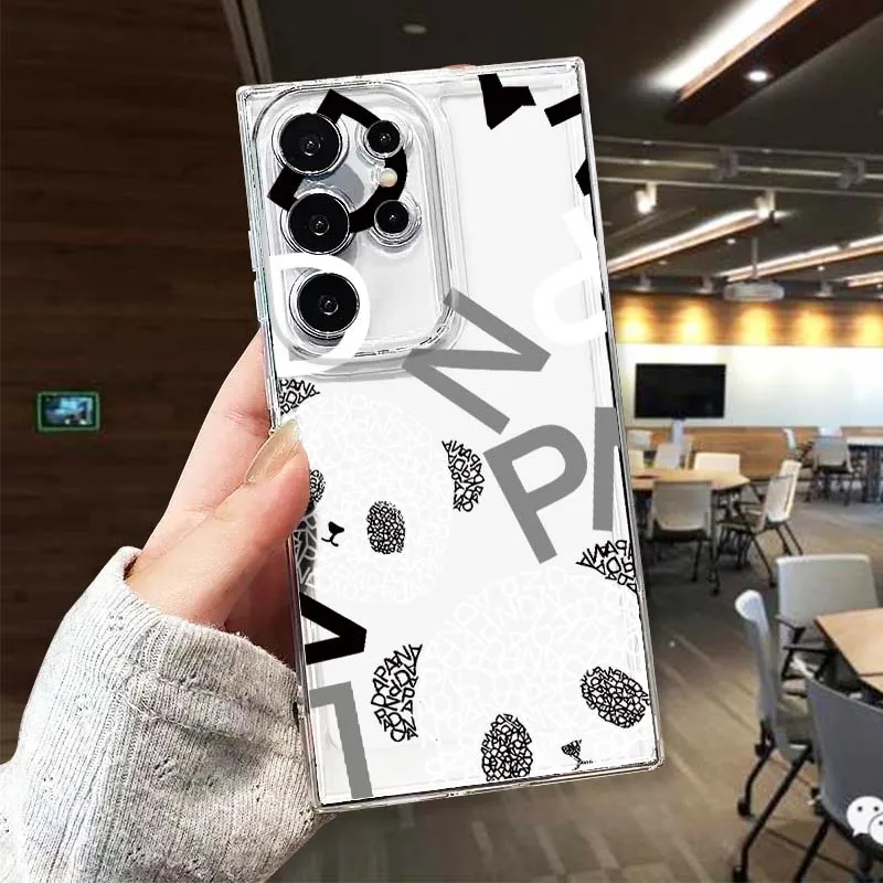 Artistic Alphabet Panda Phone Case For Samsung Galaxy S26 S25 S24 S23 S22 S21 S20 S10 Lite FE Edge TPU 5G Transparent
