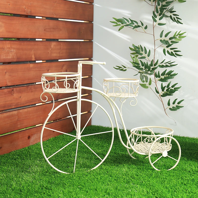 Wholesale Modern Flower Pot Cart Holder Tricycle Plant Stand Ideal for Home Garden Decor Plant Holder