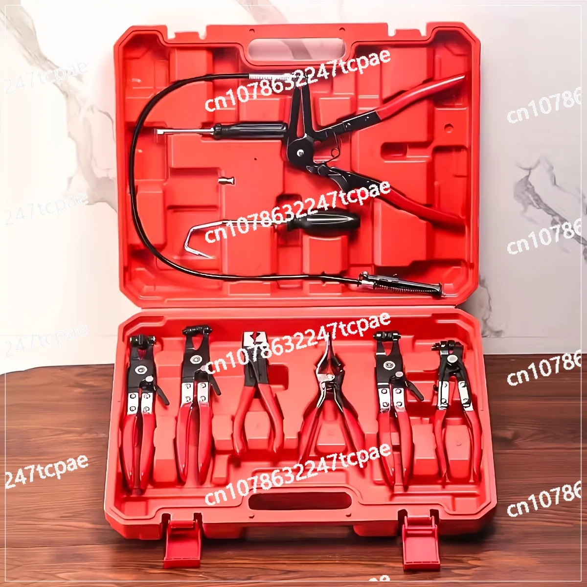 

Hose Clamp Pliers for Fuel Oil & Water Hoses,Red 9pcs Wire Long Reach Hose Clamp Pliers Set Fuel Oil Water Hose Auto Tools,