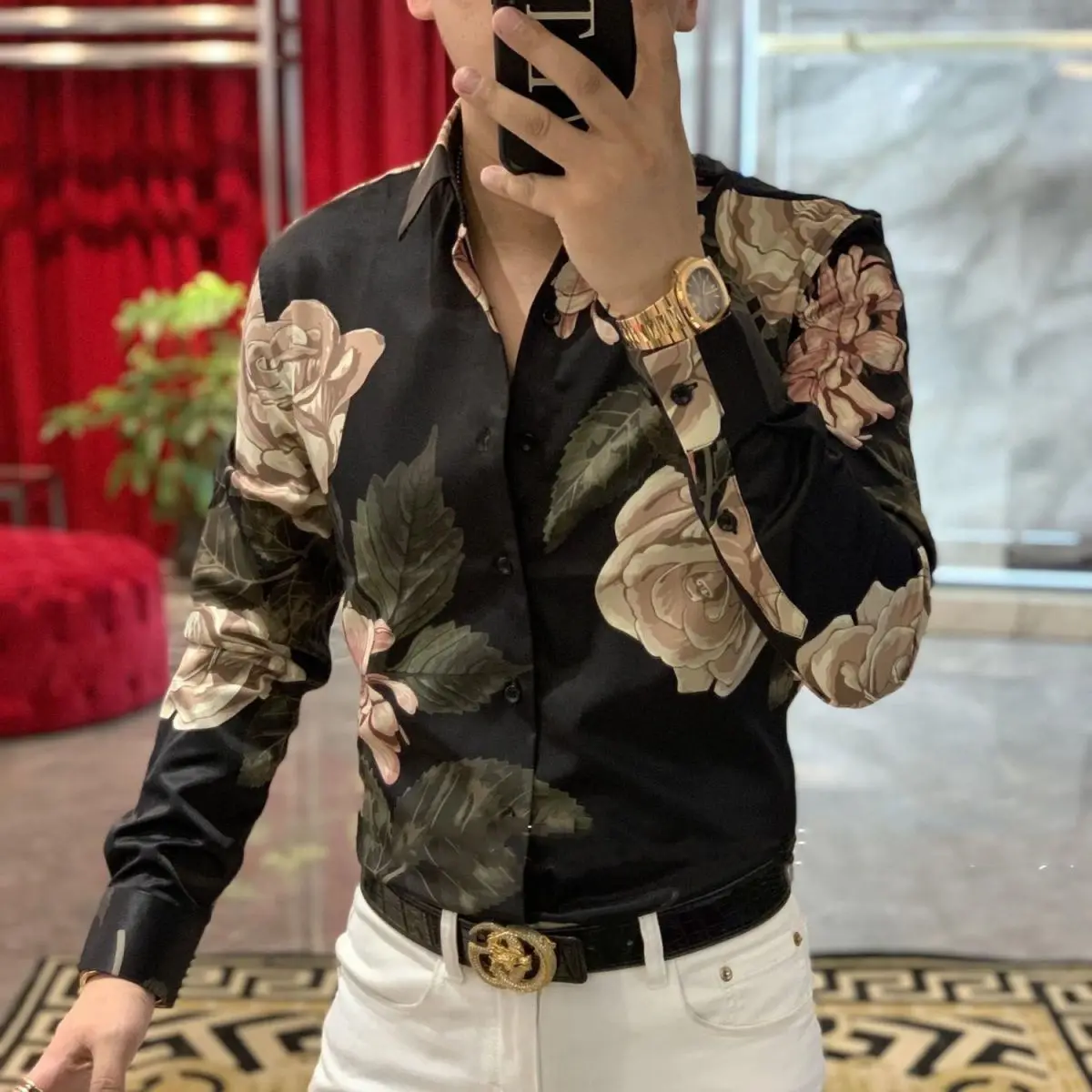 Straight Printing Man Blouse Casual Spring Autumn Tops Fashion Floral Men\'s Clothing New Trend Turn-down Collar Loose Shirts