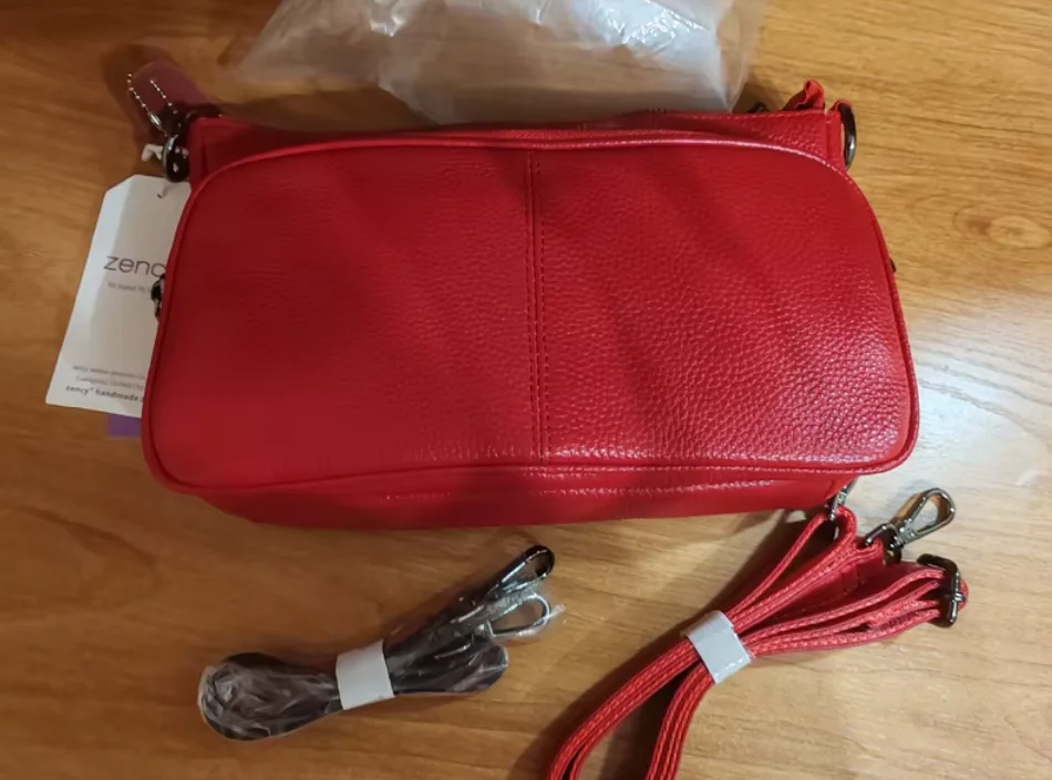 Zency Damen-Umhängetasche aus 100 % echtem Leder, hellviolett, Umhängetasche, Handtasche, modische Hobo-Tasche, Messenger-Taschen, Sac Bolsa – Detail 3