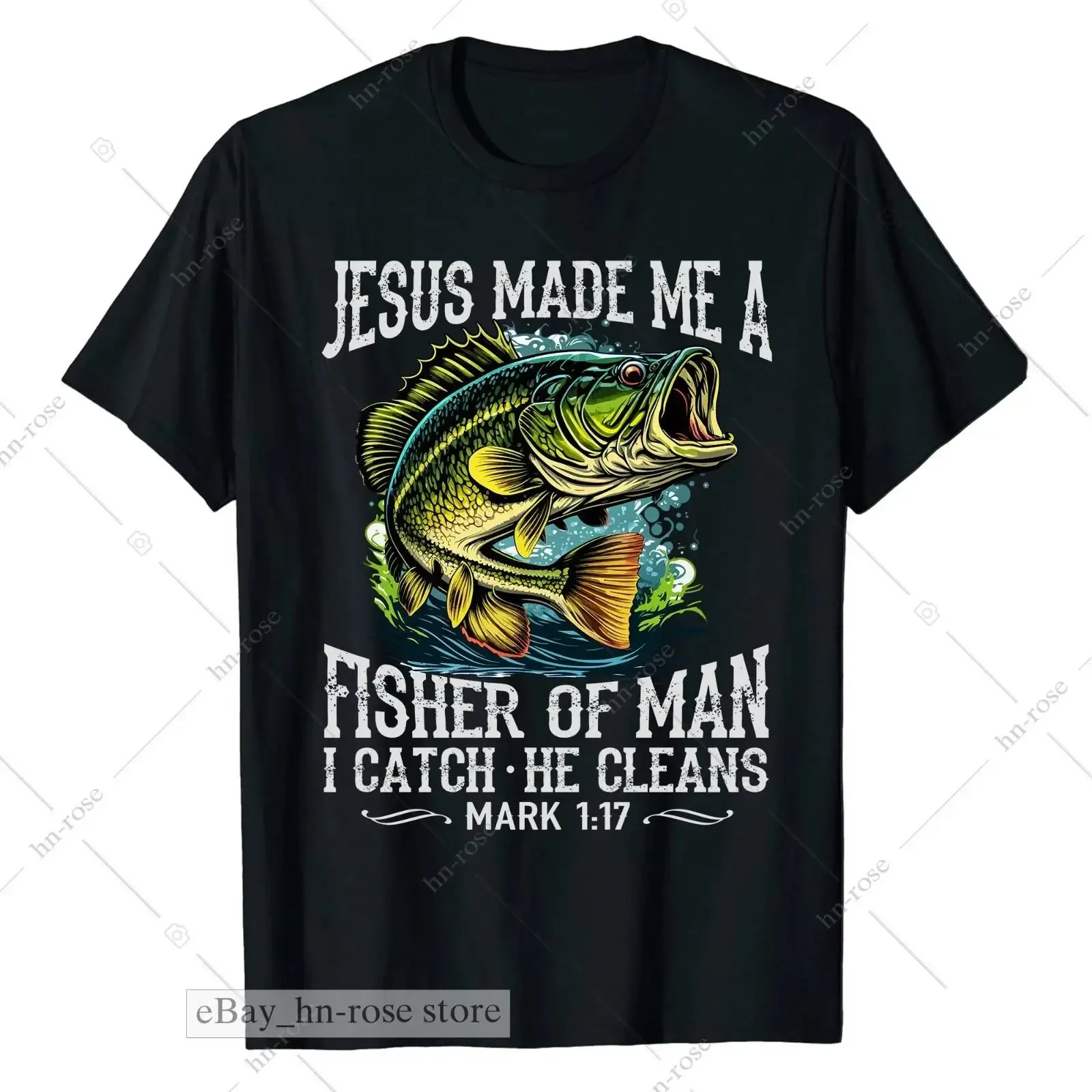 Christian Fisher of Men T Shirt Jesus Bible Verse Mark 1 17 Fishing Faith vintage Washed Unisex Stretched Casual Stylish