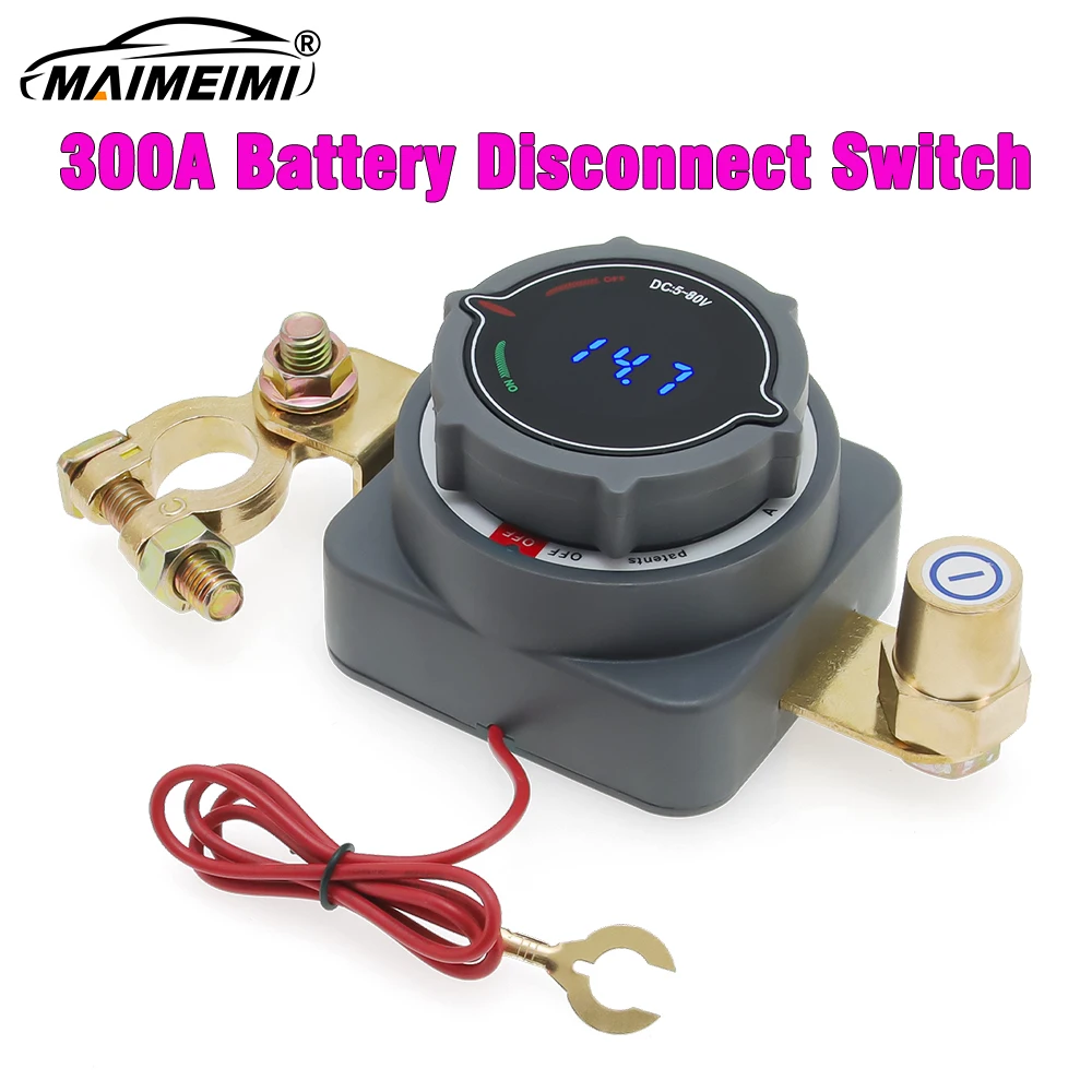 

DC 5-80V Car Battery Disconnect Switch 300A Power Master Isolator Cut/Shut Off Switch with Voltmete Switch For Boat RV Car Truck