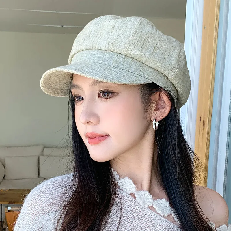 Artistic Beret for Women, Spring Summer Outdoor Retro Sun Eight-Panel Cap, Versatile Newsboy Painter Hat Slim Face