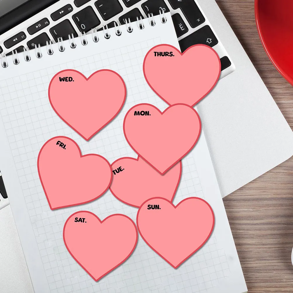 

8Pcs Reusable Heart Whiteboard Stickers Weekly Planner Memo Message Sticker Grocery List Notepad Shopping List Notepads Dry