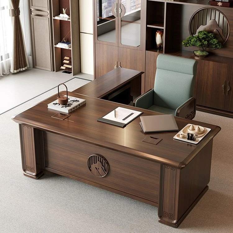 New Chinese-style boss high-end chairperson Zhongban desk paint president desk office furniture matching combination