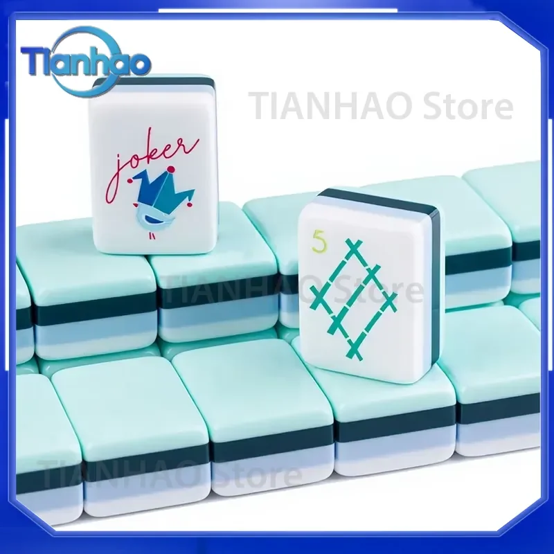 Mini Portable Four-Layer Acrylic Mahjong Tiles Set for European American Style Hand-Played Card Board Game Entertainment