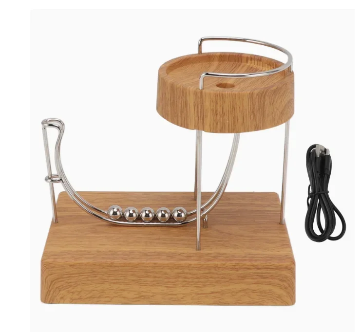 Wood Grain Color Charging Model - Electromagnetic Mute (plastic Imitation Wood) Steel Ball Dynamics Art Ornament Loop Wood