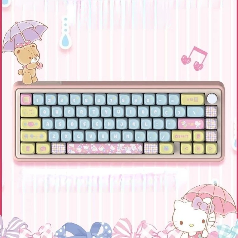 New Hello Kitty Keycap Adapted To Mechanical Keyboard Cartoon Style Moa Highly Cute Keyboard Decoration PBT Material Girl Gift