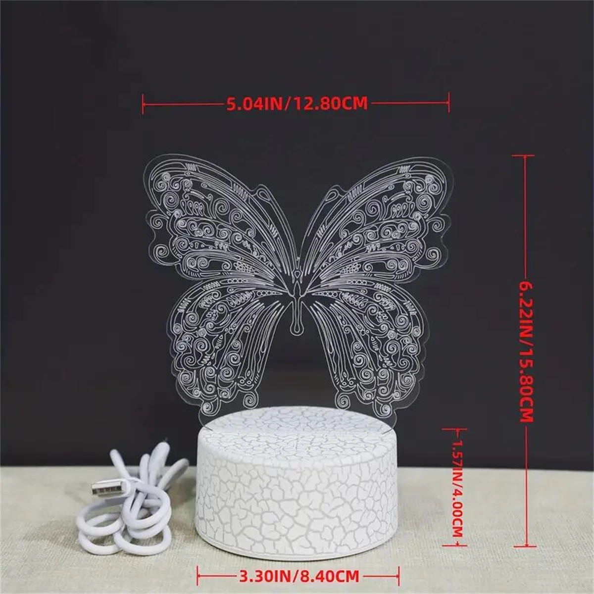 1pc Butterfly 3D Night Light, 3D Optical Illusion Lamp With Touch, 7-Color Changing Ambient Light For Bedroom