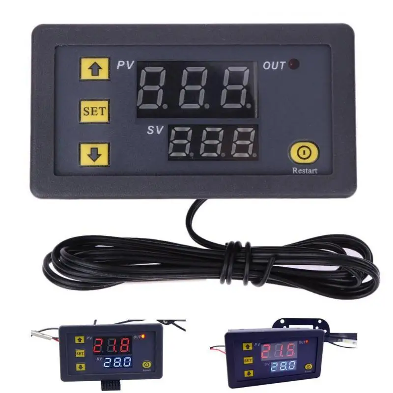 1Pcs 20A Digital Temperature Control W3230 12V 24V AC110‑220V Probe Wire Led Display Thermostat With Heating/Cooling Controller