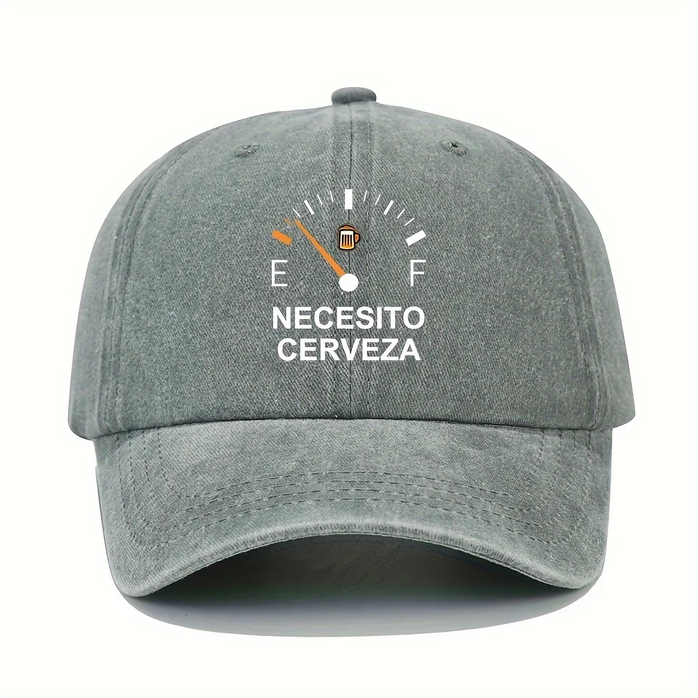NECESITO CERVEZA pattern printed vintage duckbill cap, fashionable retro curved brim baseball cap, casual outdoor sun hat image 4