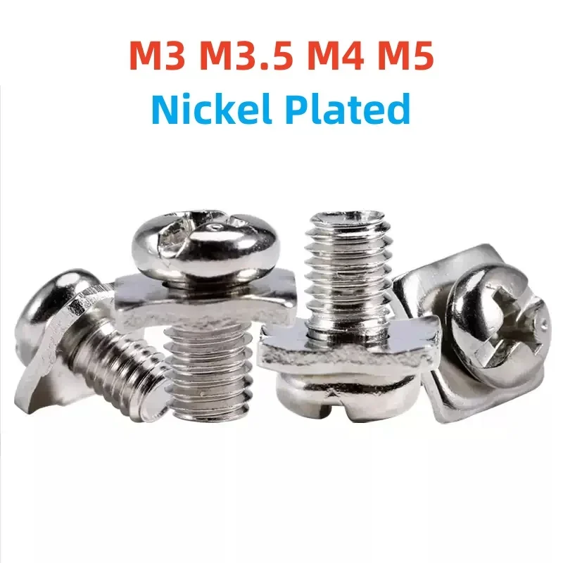 M3 M3.5 M4 M5 Nickel Plated Square Washer Two Combination Screw Phillips Terminal Block Screw Leakage Switch Accessories