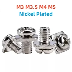 M3 M3.5 M4 M5 Nickel Plated Square Washer Two Combination Screw Phillips Terminal Block Screw Leakage Switch Accessories