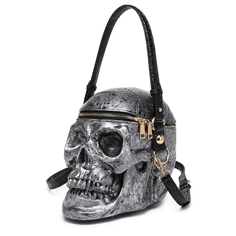 

Забавная сумка на Хэллоуин, металлическая сумка через плечо с имитацией черепа, женская сумка через плечо в стиле панк, Wasteland, украшение для торгового центра, подарок