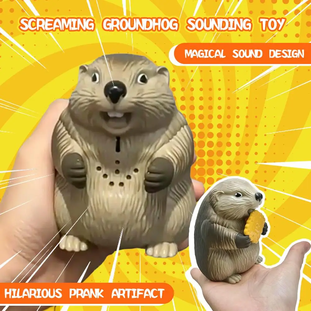 1/2/3PCS Plastic Screaming Groundhog Toy Steal Biscuit Sound Prank Gag Ornament Funny Interactive Desktop Decoration