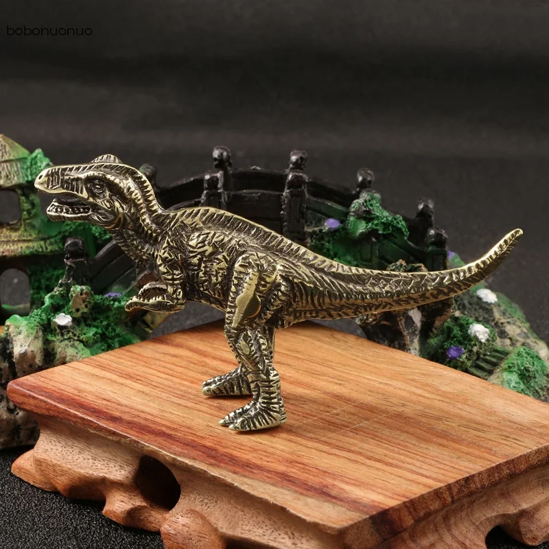 Antik pirinç Dilophosaurus dinozor heykeli masası oyuncak süsler
