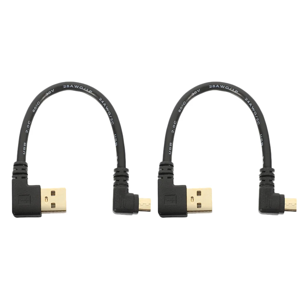

2Pcs USB Cable Right Angle Micro USB Short Cable Fast Charge High Speed Data Transfer Adapter Connector for Devices Tight Spaces
