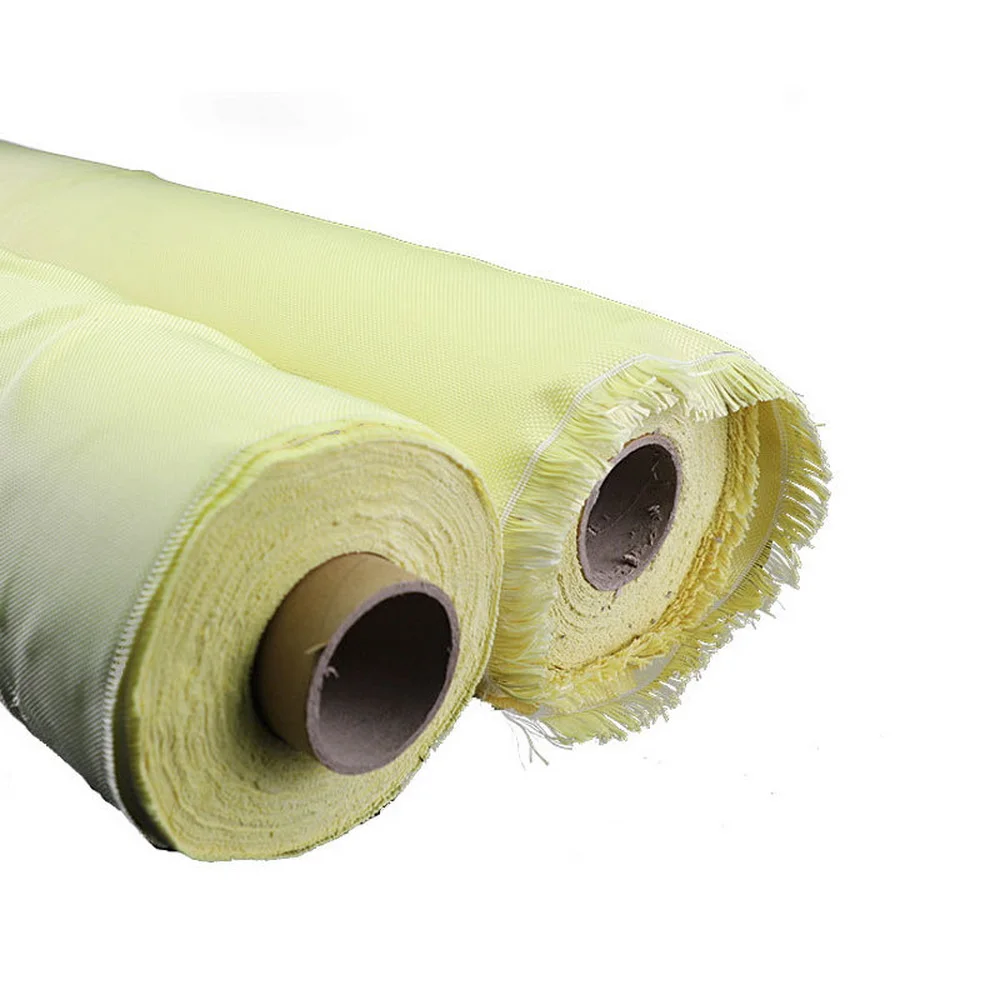 200D-3000D Yellow Plain Weave Aramid Fiber Cloth 100% Kevlar Fabric, High Temperature Resistant High Strength Fiber Reinforced