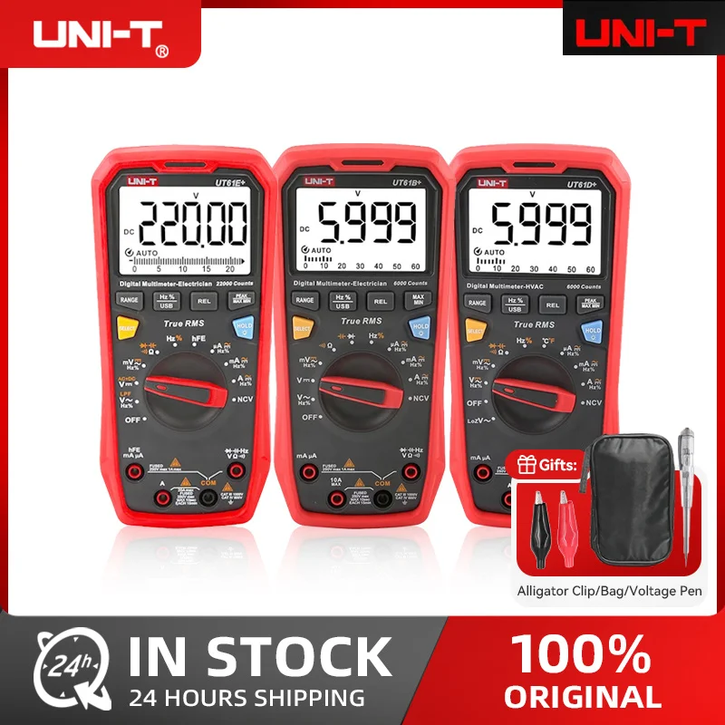 UNI-T True RMS Digital Multimeter  UT61E UT61E+ UT61B+ UT61D+ 1000V AC/DC Duty cycle NCV Diode test On-off Measurement