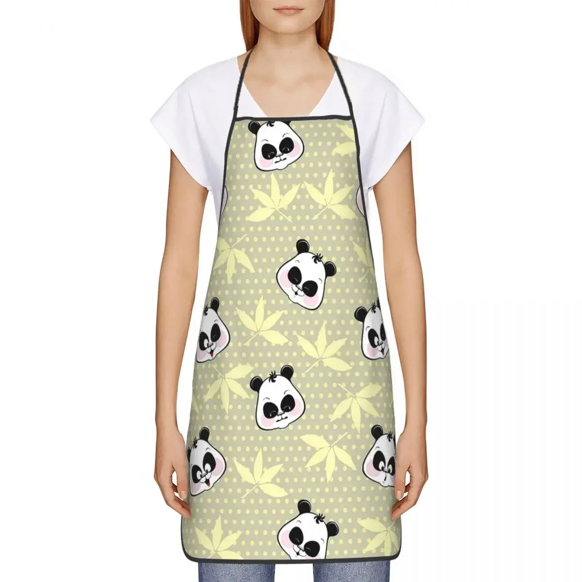 Funny Panda Bear Heads Aprons Women Men Cartoon Adult Unisex Kitchen Chef Bib Tablier Cuisine Cooking Baking Gardening