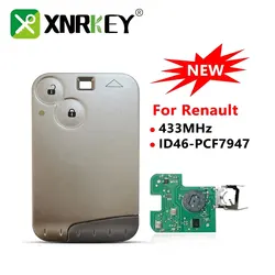 XNRKEY 2 Button Smart Card PCF7947 433Mhz for Renault Laguna 2001-2006 Remote Key