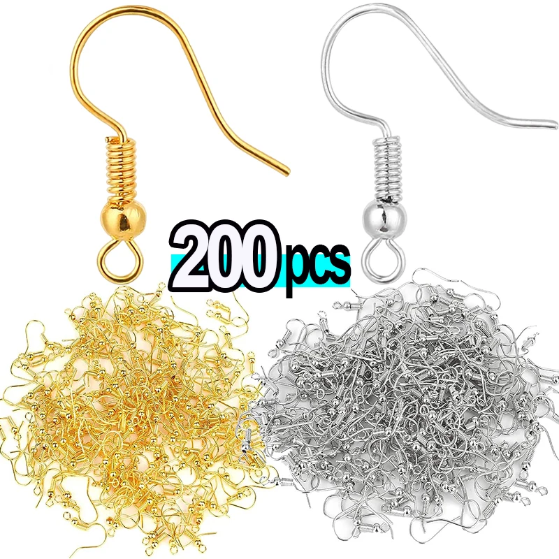 Stainless Steel Hypoallergenic Earring Hooks Sliver Gold Color Earring Clasp Fish Wire DIY Jewelry Making Findings Accessories