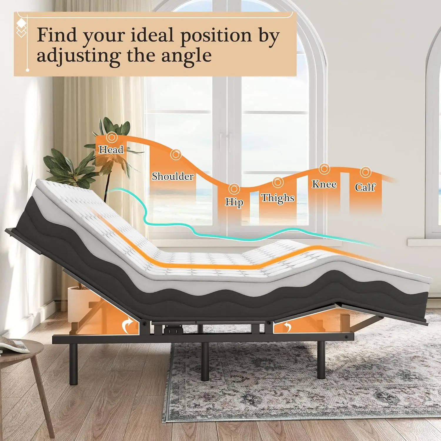 Twin-Size Adjustable Bed Frame With Wireless Remote, Easy Assembly, Independent Head And Foot Adjustments, Compatible With